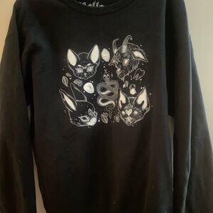 Mystical Creatures Girls Sweatshirt By Lolle Halloween Large Bats Goat Rabbit